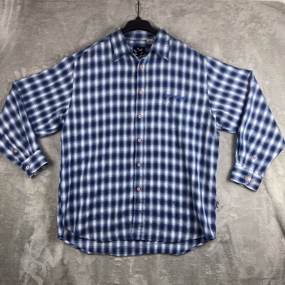 South‎ Pole Men's Long Sleeve Button Down Blue Plaid Shirt Size XL